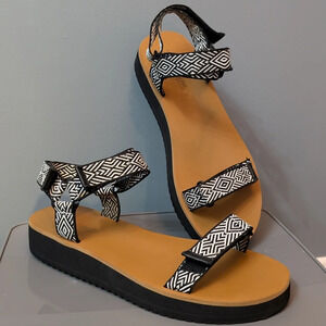 Madewell Black and White Sandals with Snake Print